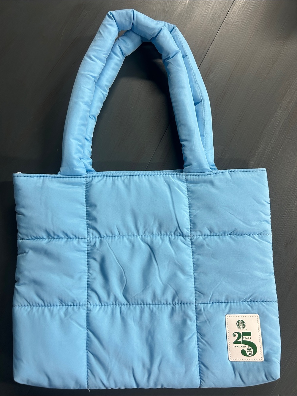 Starbucks Light Blue Quilted Tote with 25 Years Thailand